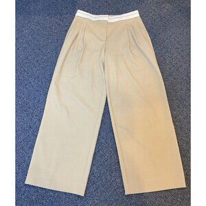 House of Harlow 1960 Pants Trouser Wide Leg Pleats Tan Cream Size 6